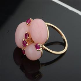 14K gold Pink Opal Ruby ring
