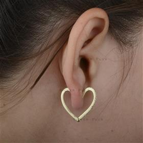 Genuine Diamonds Heart Hoop Huggie 14K solid gold Earrings