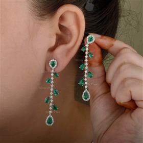 Emerald Diamond Leaf Earrings