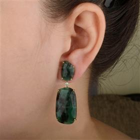 14K Emerald and Diamond Earrings