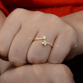 Solid 14K Yellow Gold Genuine Diamond Cuff Ring Handmade Jewelry