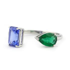 Tanzanite Emerald Cuff Ring