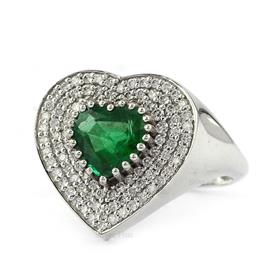 Diamond Emerald Heart Ring